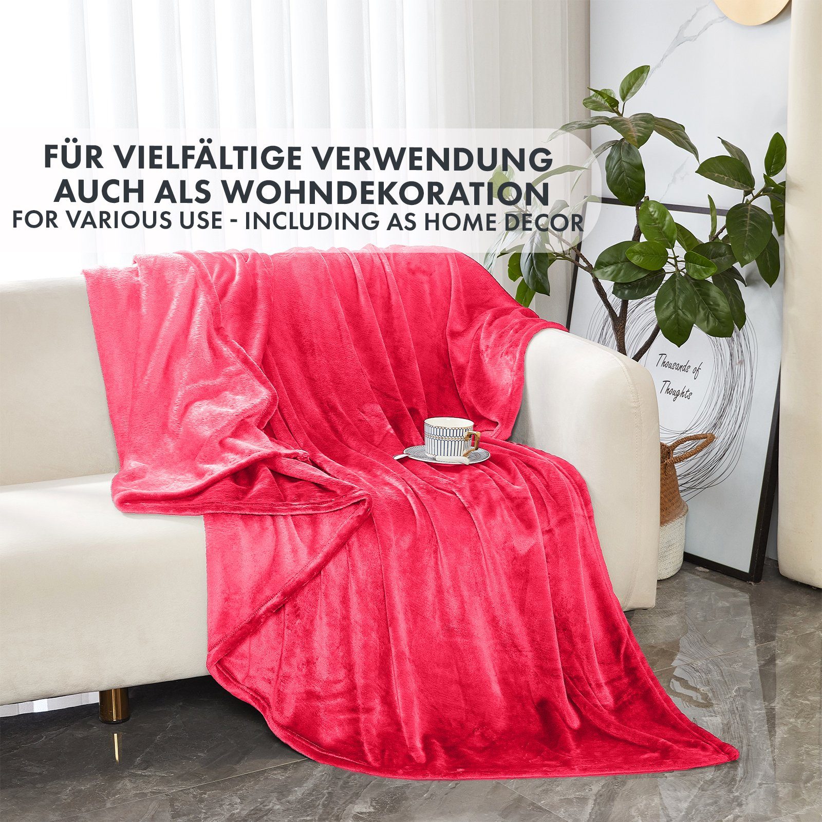 Wohndecke Grace, aus flauschigem Flanell, verschiedene Größen und Farben, Karat