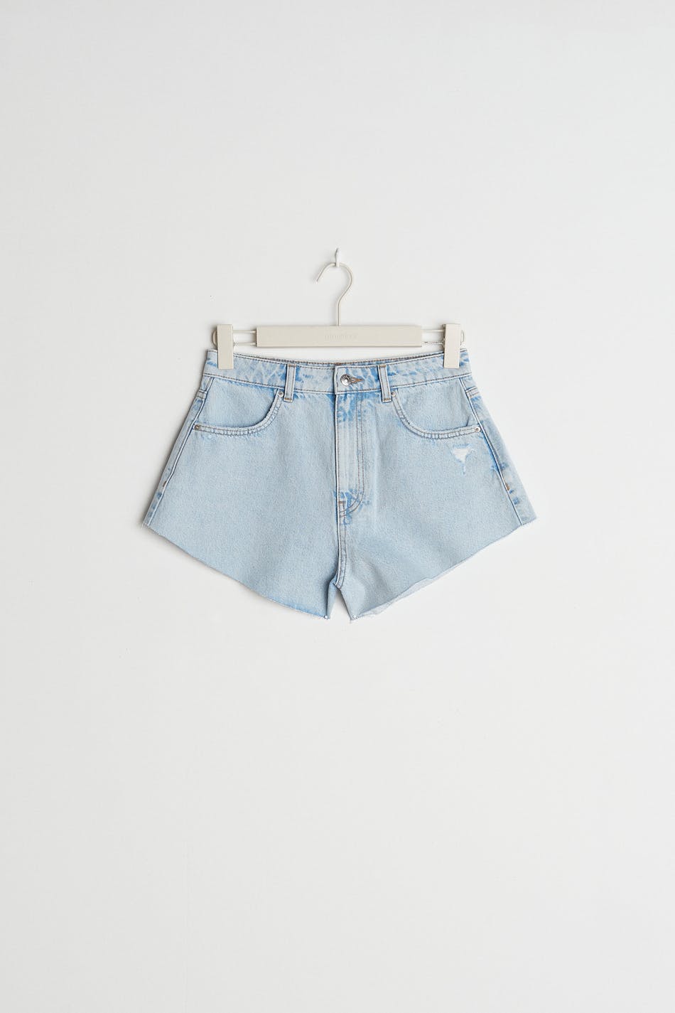 Flared denim shorts