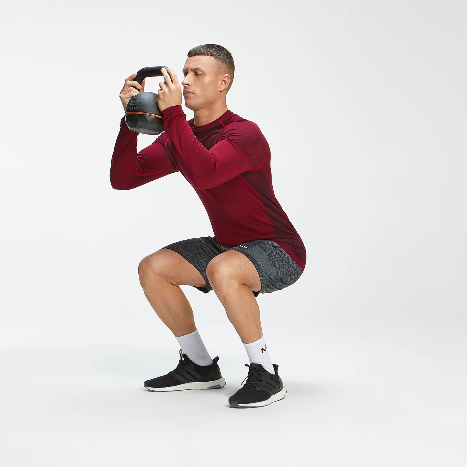 Haut sans coutures à manches longues MP Essentials Seamless pour hommes – Lie-de-vin chiné
