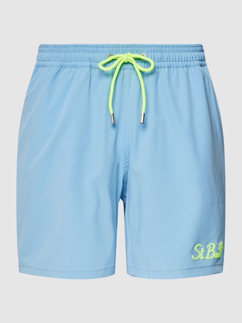 Badehose mit Label-Stitching Modell 'COMFORT' in hellblau