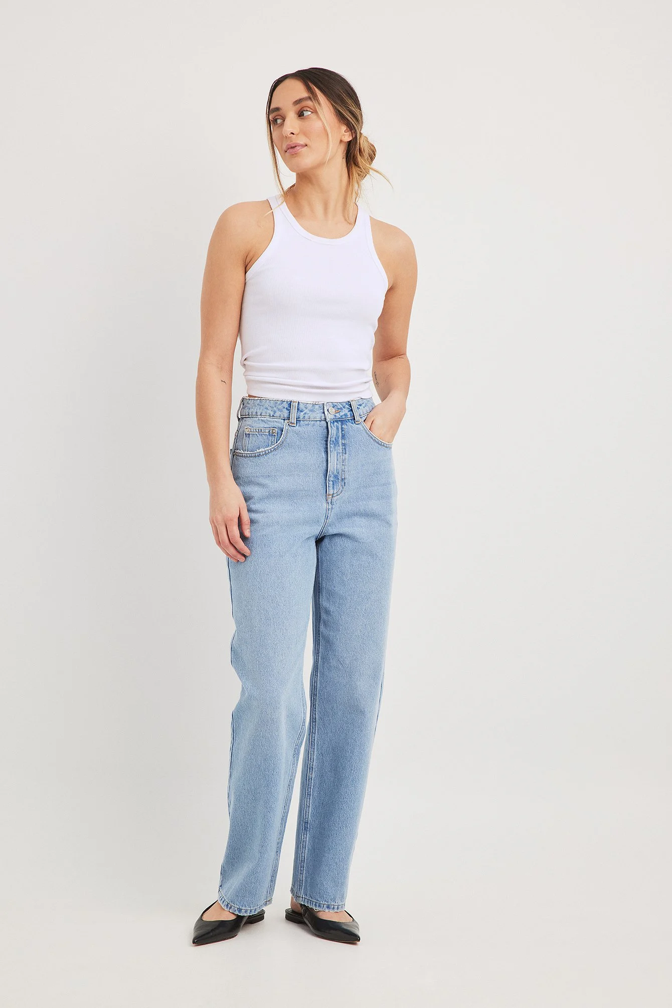 Gerade Knöcheljeans mit hoher Taille
