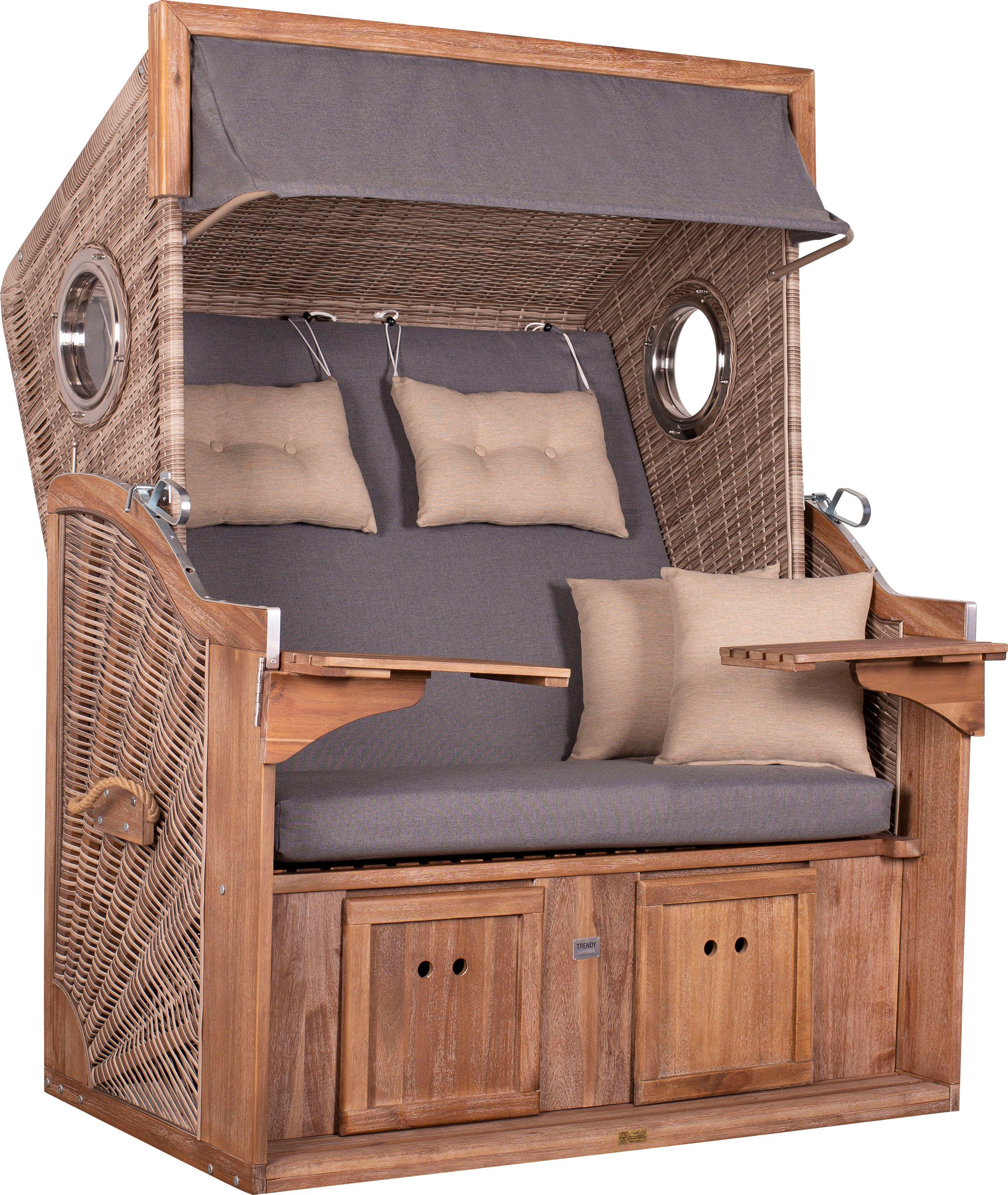 deVries Strandkorb greenline135xl, BxTxH: 130x80x165 cm, Halblieger, Ostsee-Modell