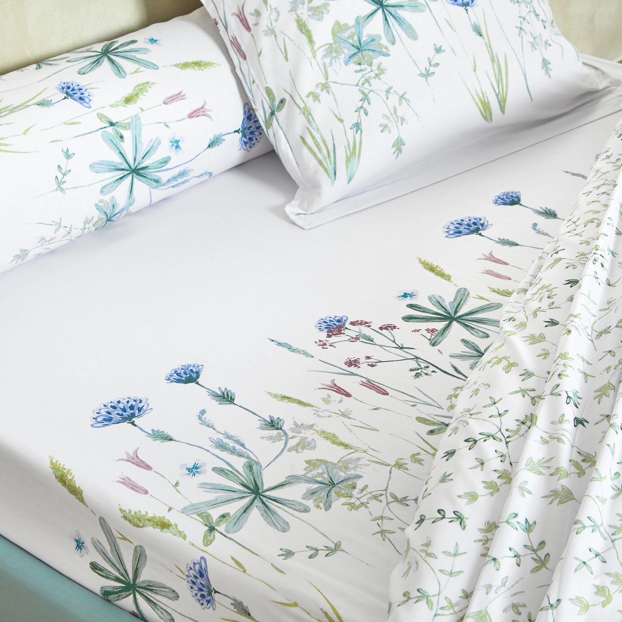 Linge de lit Julie en coton imprimé herbier