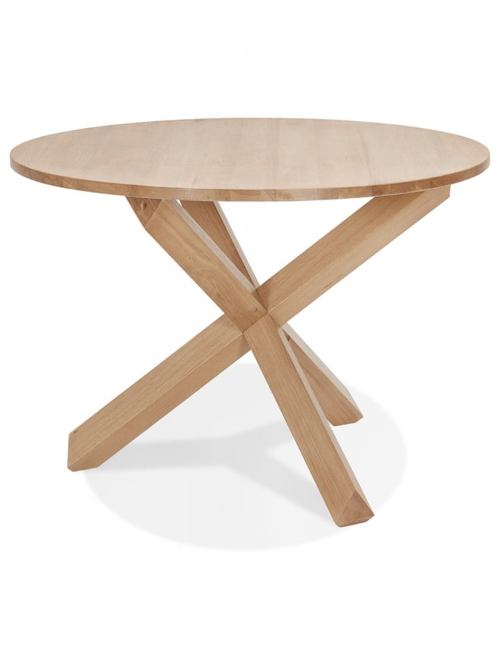 KADIMA DESIGN Runder Esstisch aus Massiveiche mit X-Fuß | Natur Beige in Beige günstig kaufen onesize