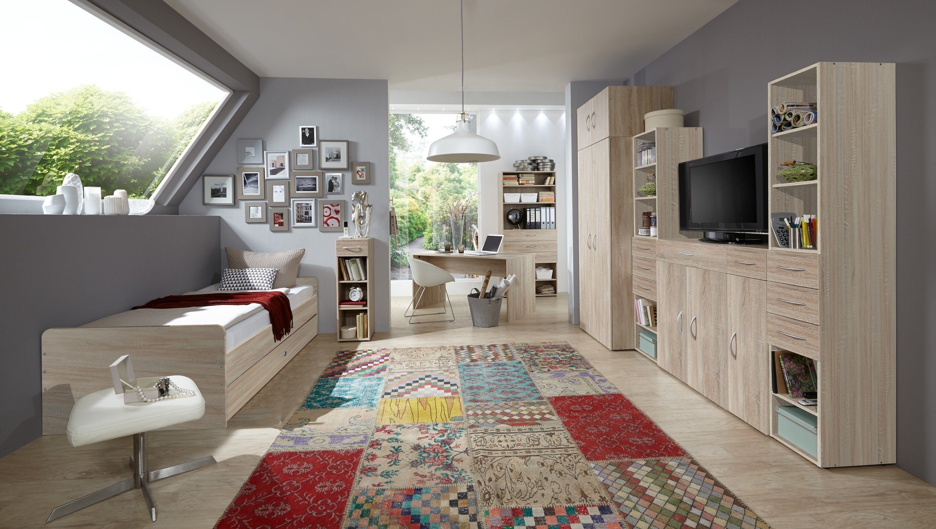 freiraum Mehrzweckschrank Multiraumkonzept (BxH: 80x185 cm) in EICHE SAEGERAU-NACHBILDUNG mit 2 Türen und 5 Einlegeböden