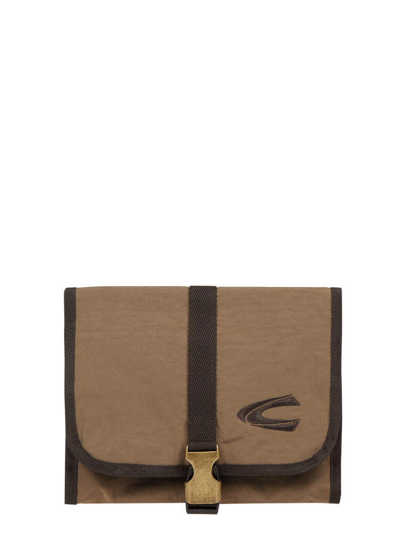 Kulturtasche mit Logo-Stickerei in sand