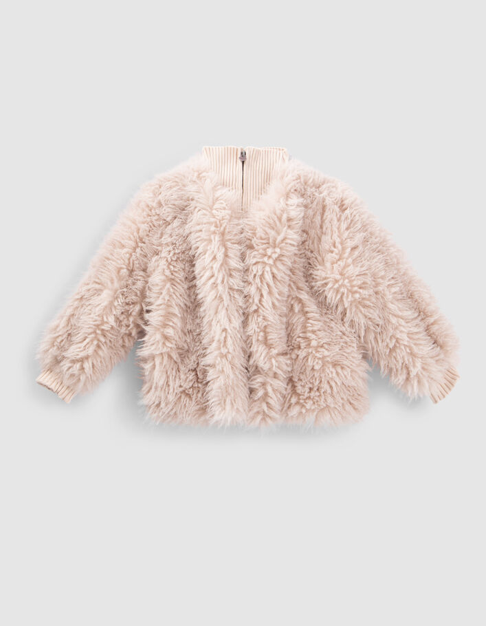 Veste beige bi-matière fille