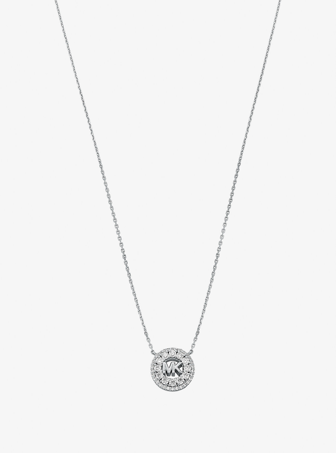 Naszyjnik Fulton Precious Metal-Plated Pavé z zawieszką z logo – SREBRNY
