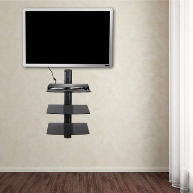tectake Wandregal Wandregal mit 3 Ablagen für DVD-Player und, Einzelstück, schwebend