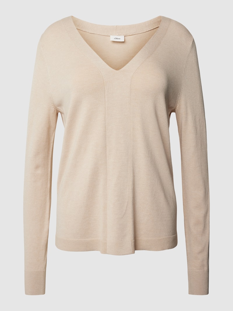 Longsleeve mit V-Ausschnitt in sand