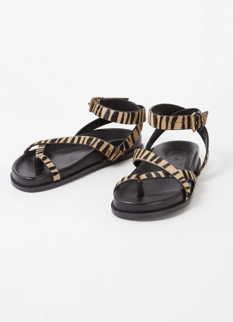 ba&sh Leather sandal with zebra print