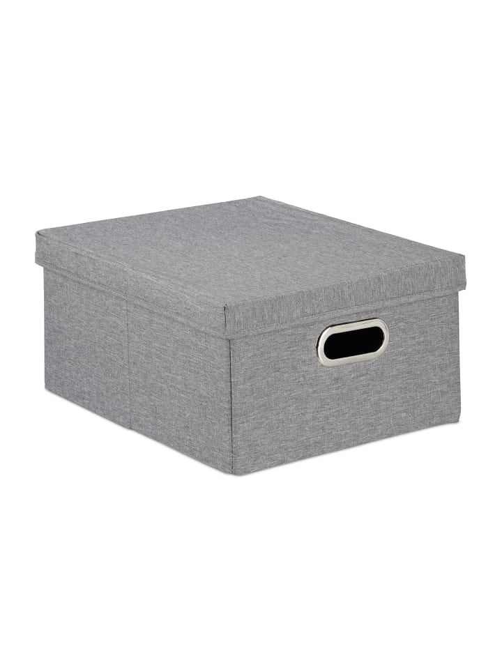 relaxdays 4x Aufbewahrungsbox in Grau - (B)34,5 x (H)20,5 x (T)42 cm günstig kaufen onesize