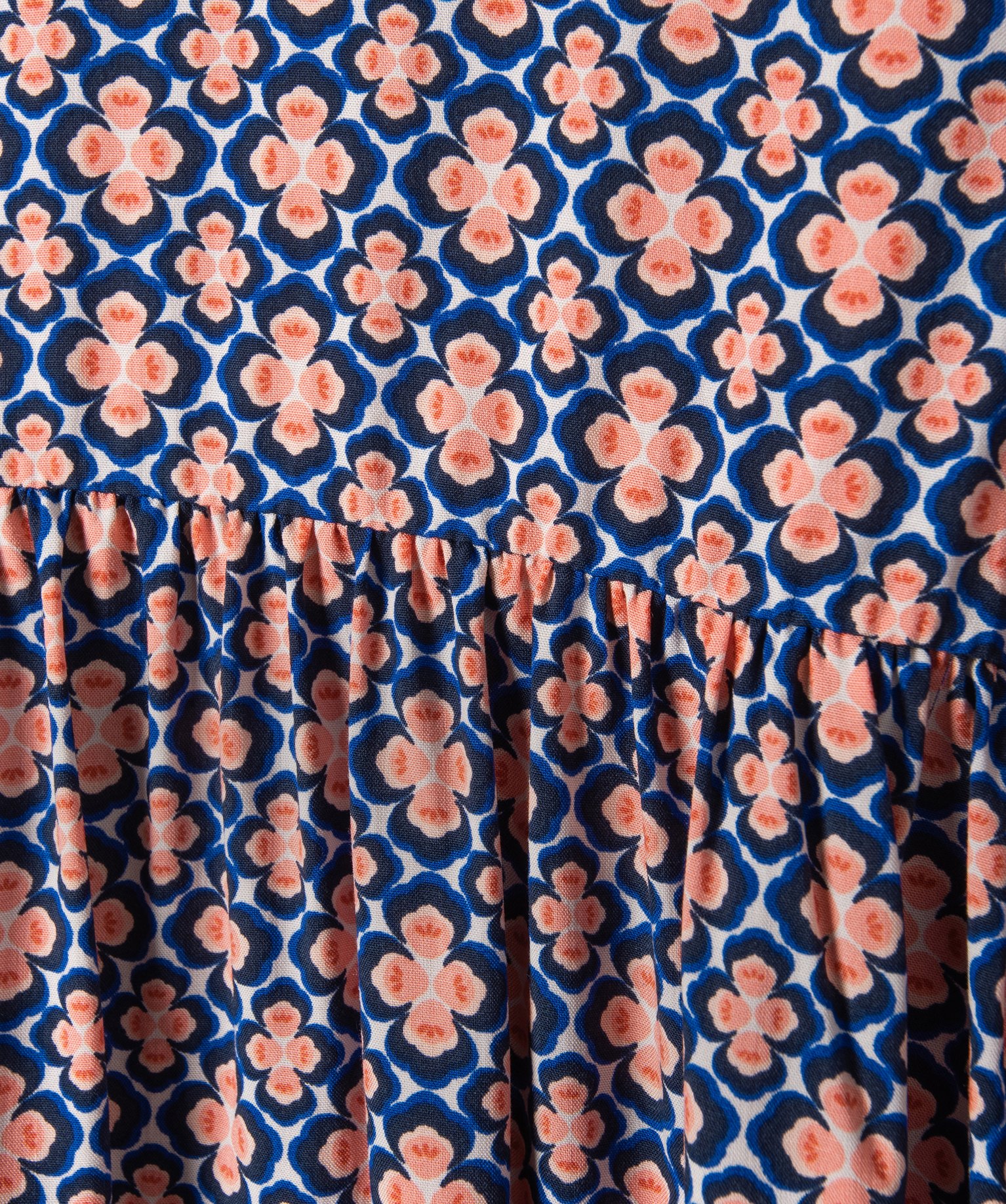 Robe fille fluide à manches longues et motifs bleu | GEMO