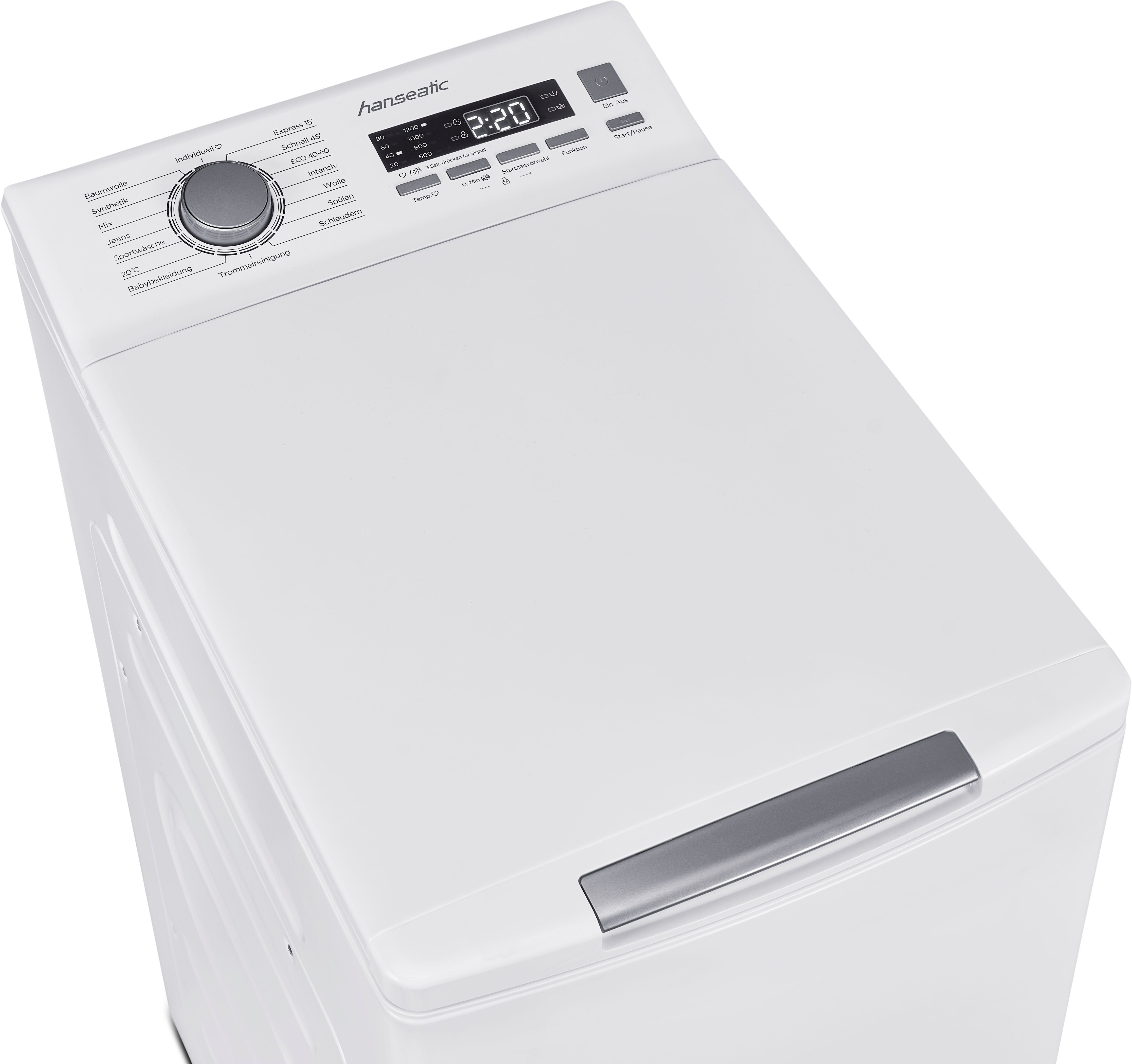 Hanseatic Waschmaschine Toplader HTW7512C, 7,5 kg, 1200 U/min, Mengenautomatik, Überlaufschutzsystem, Express Programm