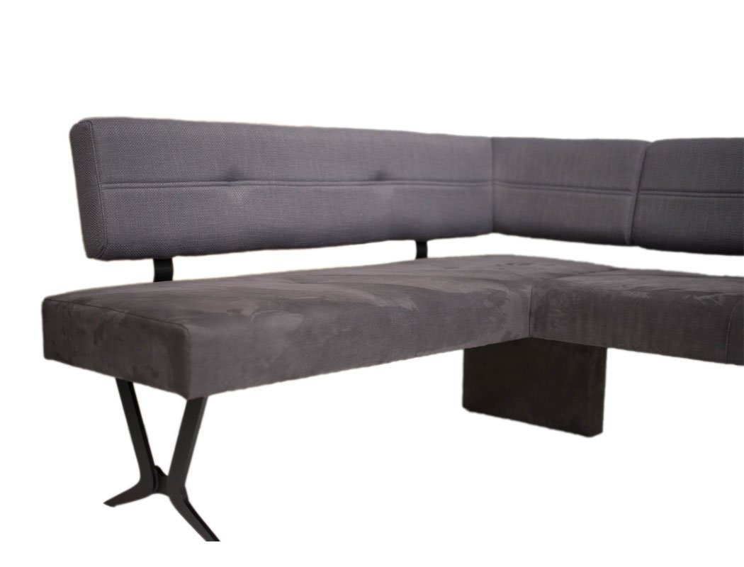 expendio Eckbankgruppe Gunar 1XL, (komplette Tischgruppe, Spar-Set, 4-tlg), Tisch Gunar Eiche rustikal + Eckbank + Bank Eda 2 + Stuhl Caja Gray