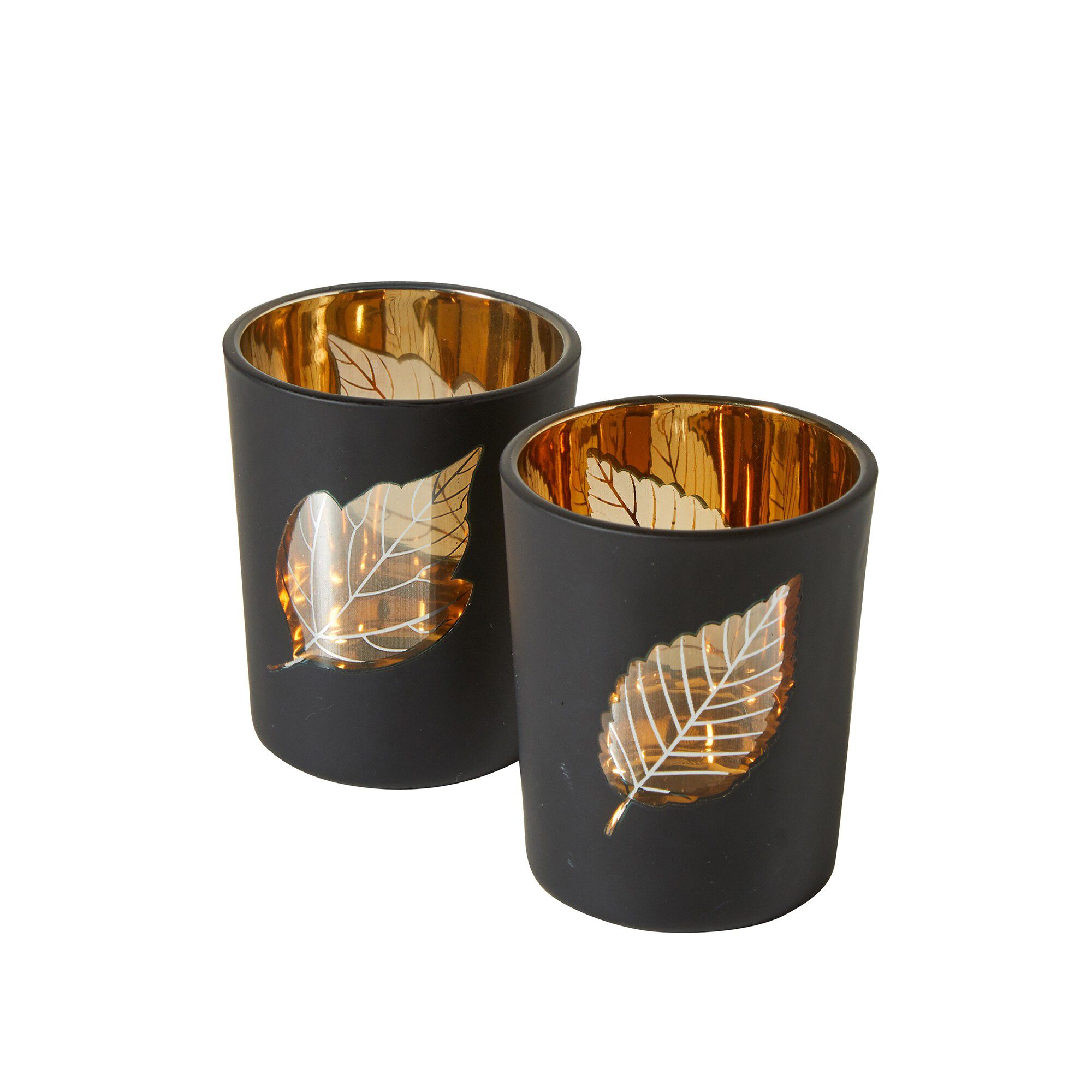 Lot de 2 photophores en verre