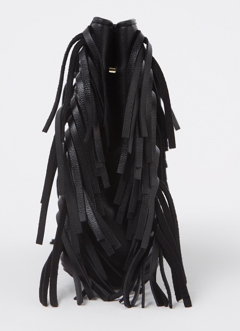 Maje M Bag Mini leather handbag with fringes and croc texture