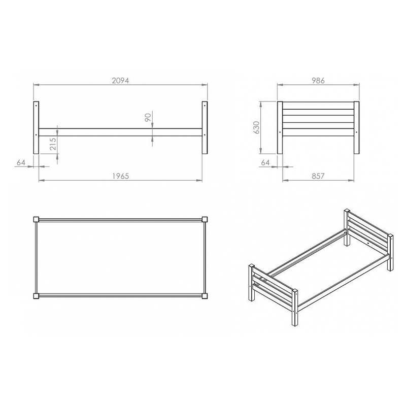 Lit 90x200cm Pino