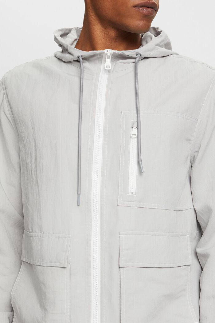 Übergangsjacke mit Kapuze, Leinenmix