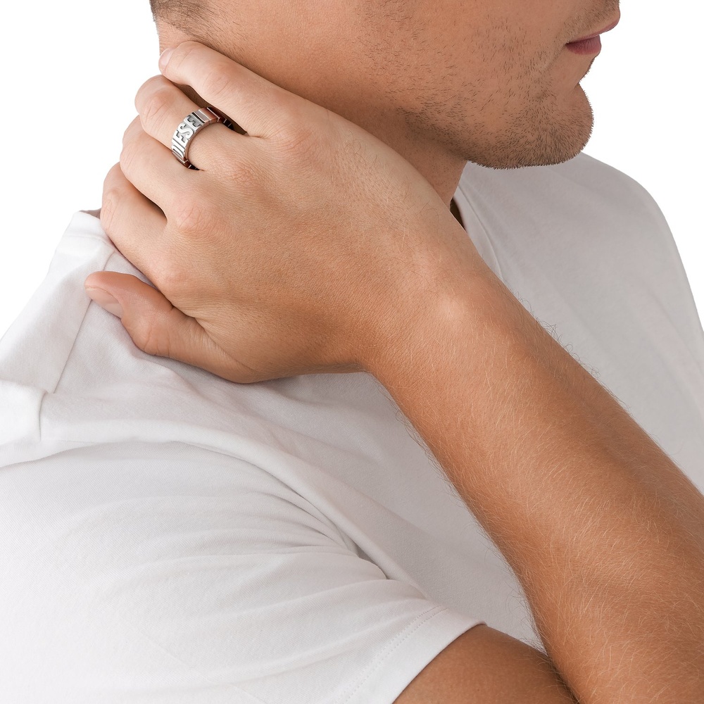 Diesel Bague pour hommes Acier inoxydable argent Bague