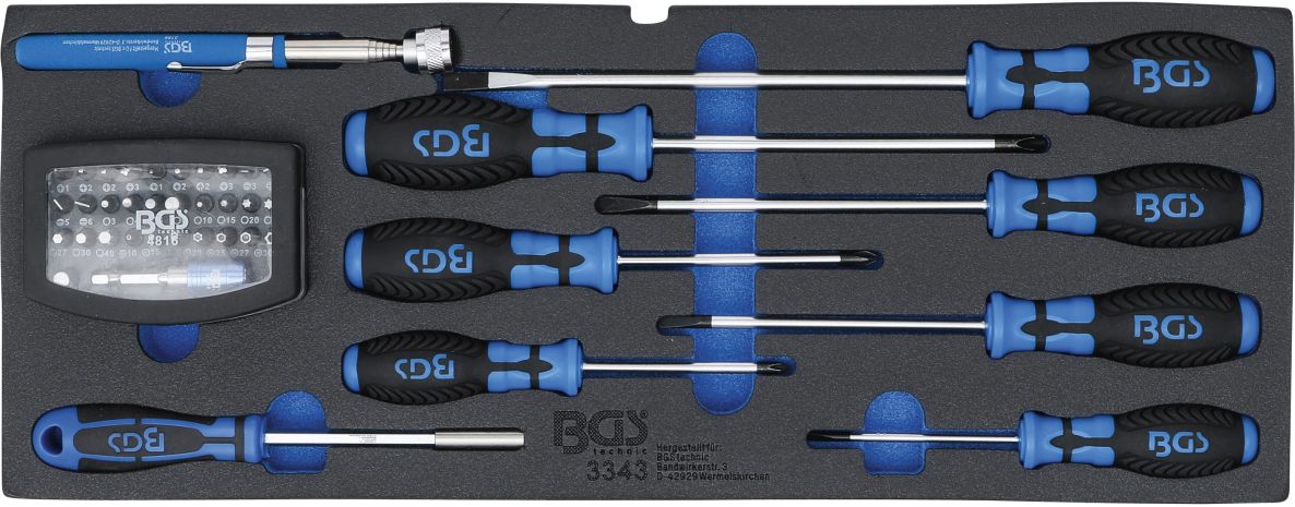 Module d'insertion pour étui BGS 3343, tournevis, jeu d'embouts, stylo magnétique, ensemble de 41 pièces