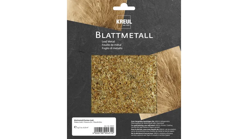 KREUL Art Deco Blattmetalle Flocken goldfarben 2 g gold