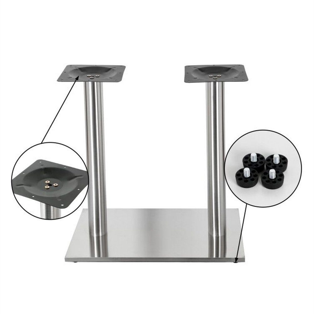 Melko Möbelfuß Tischbeine Möbelfuß Tischsäule aus Edelstahl in Silber Tischfuß Stützfuß Möbelbein Eckfuß Tischbeine Tischkufe Tischfüße Boxenständer Gestell, (Stück), robust