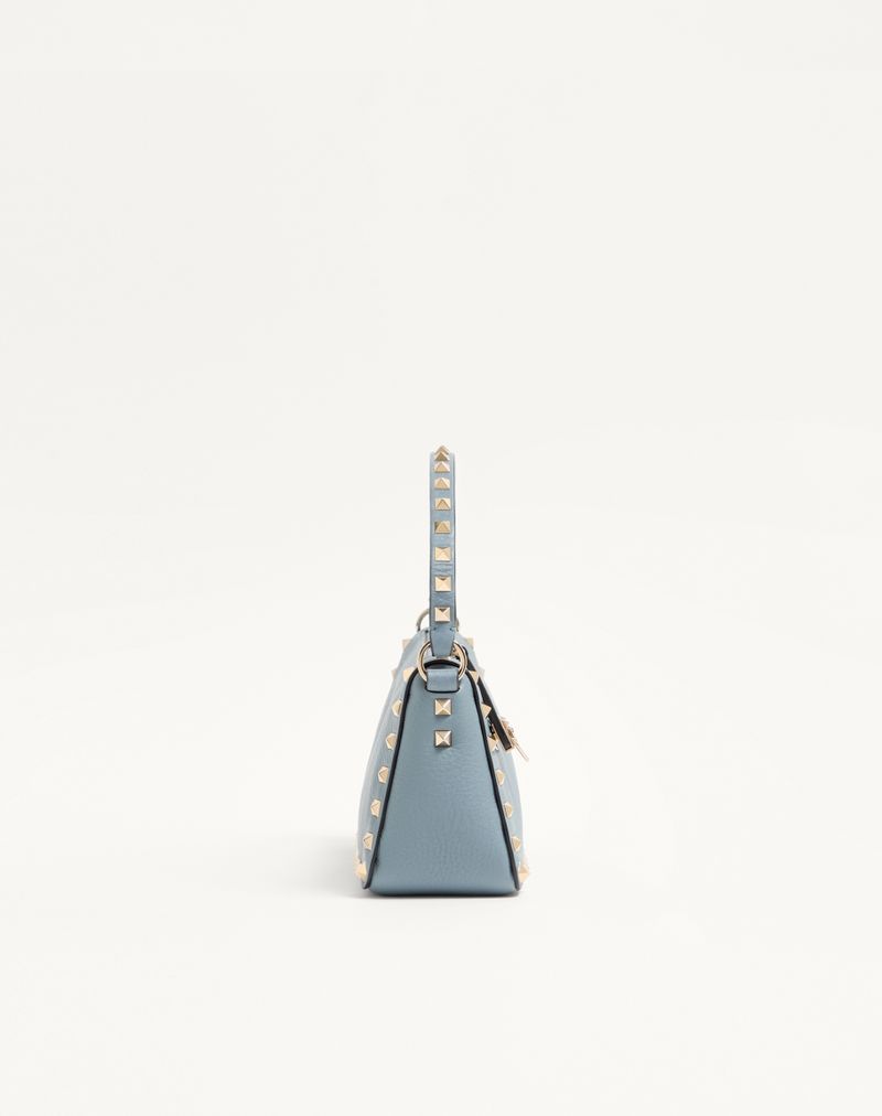 Bolsa de ombro pequena Rockstud em couro de bezerro granulado