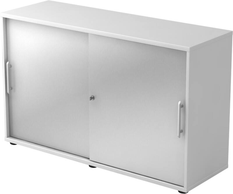 Hammerbacher Schiebetürenschrank 2FH RE Weiß, Silber 1.200 x 400 x 748 mm