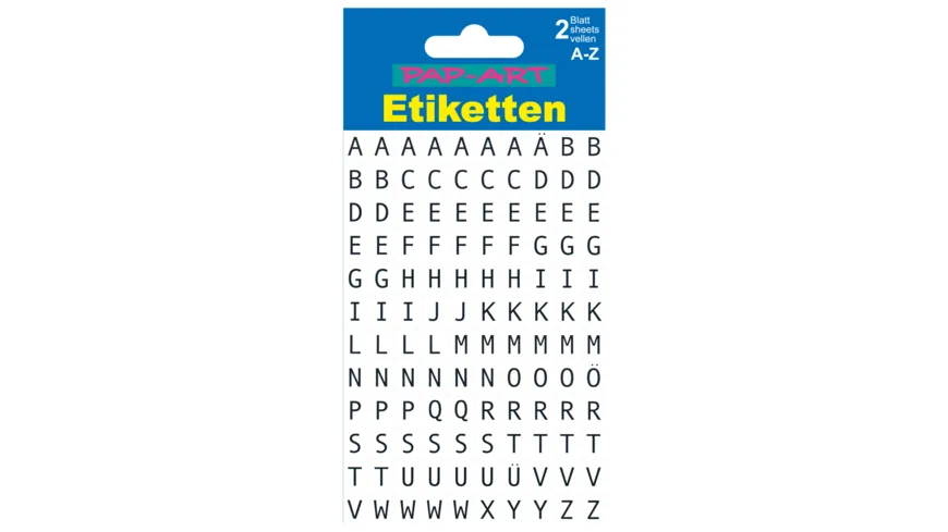 PAP-ART Buchstaben-Etiketten schwarz auf weiss 10mm