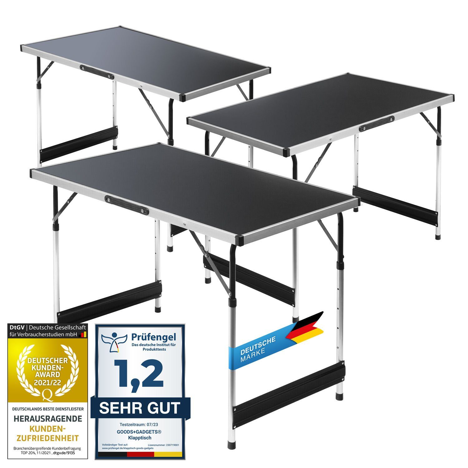 Goods+Gadgets Klapptisch Camping-Tisch Mehrzwecktisch (Markttisch Tapeziertisch), Klappbarer Multifunktionstisch