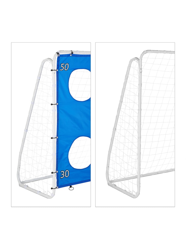 relaxdays Fußballtor in Weiß/ Blau - (B)235 x (H)170 x (T)85 cm günstig kaufen onesize