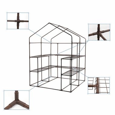 Sekey Gewächshaus Begehbares Foliengewächshaus mit 10 Regalebenen, Treibhaus für Garten, 143 x 143 x 195 cm Tomatenhaus Winterfest Gewächshaus mit Tür, Fenster