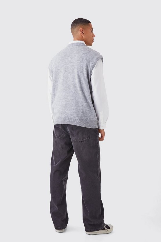 Geripptes Oversize Homme Strick-Tanktop