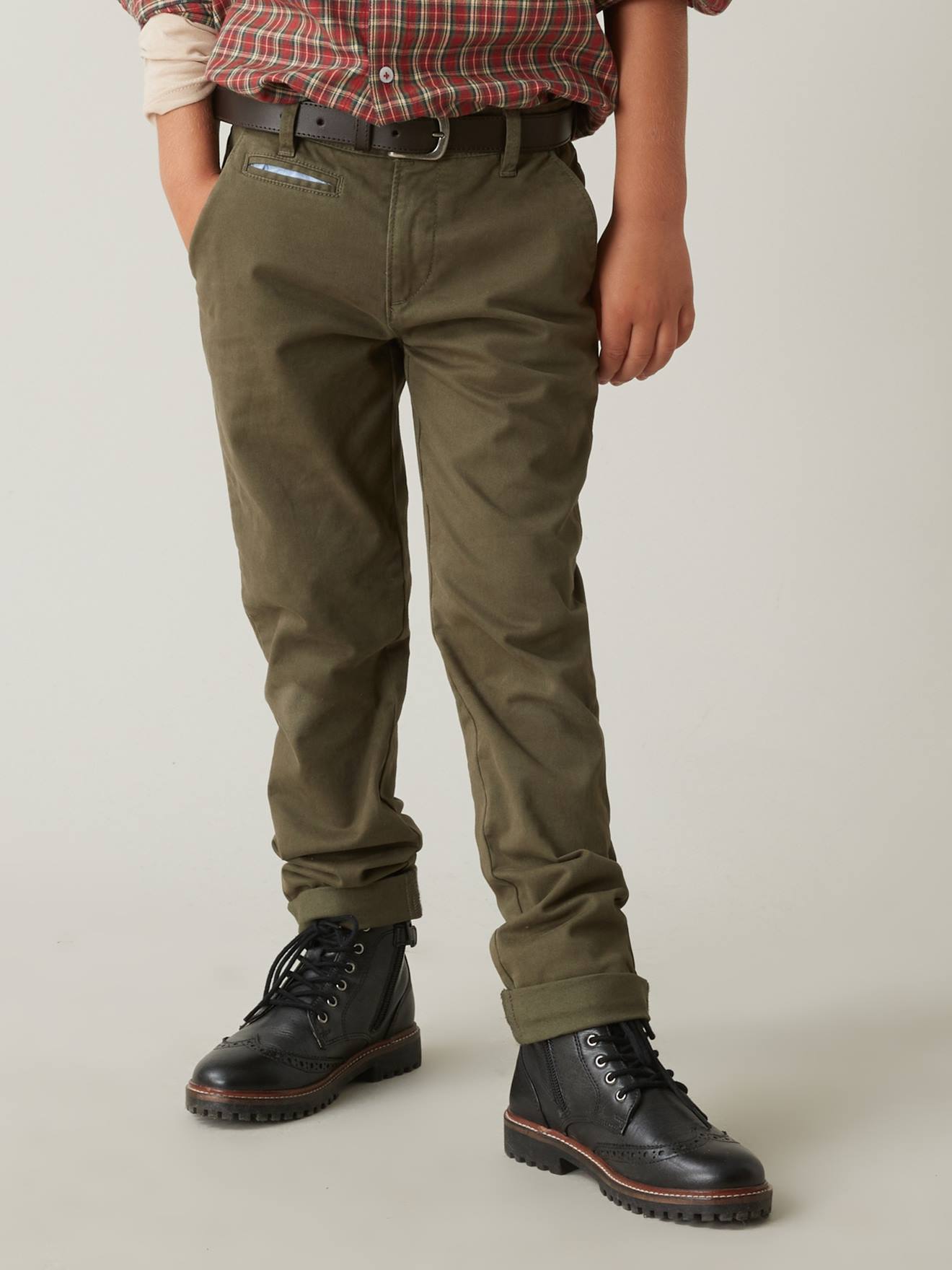 Pantalon chino garçon CYRILLUS kaki