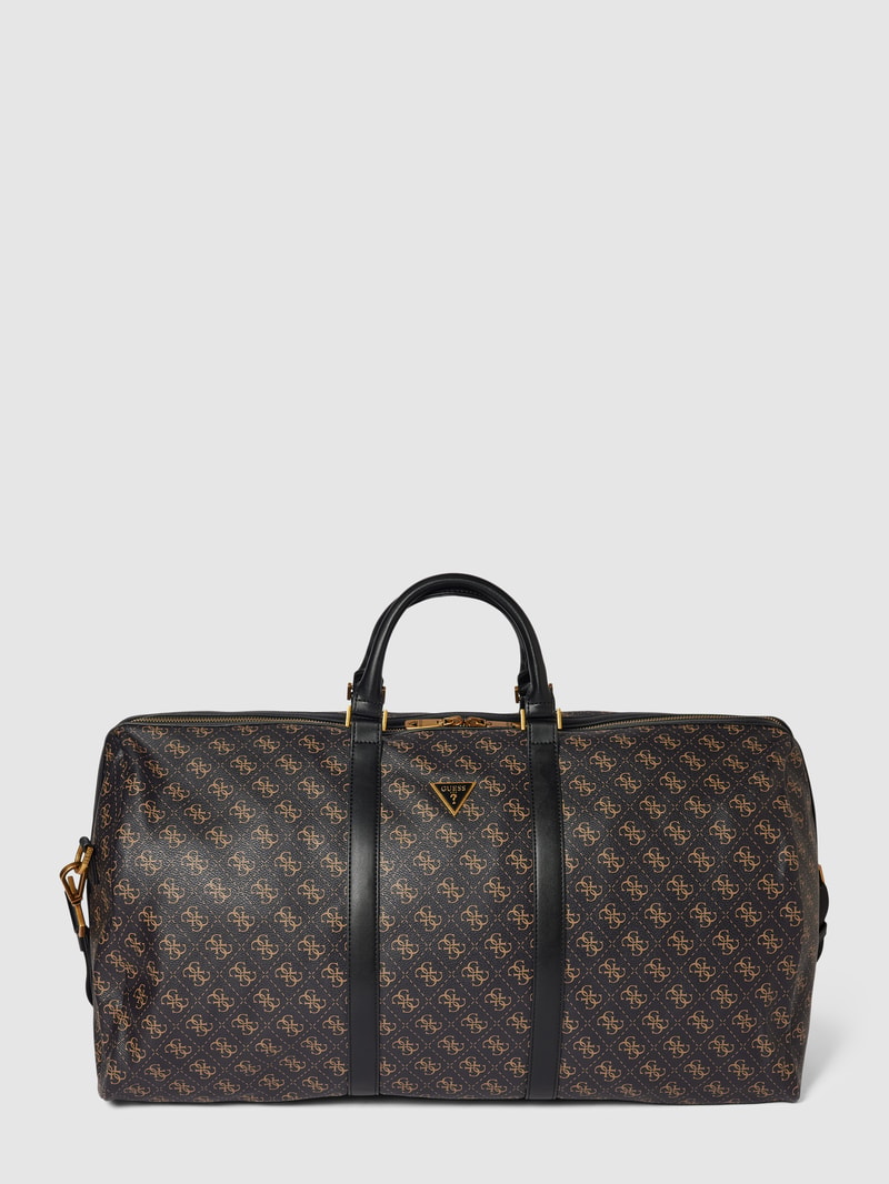 Weekender mit Allover-Logo in dunkelbraun