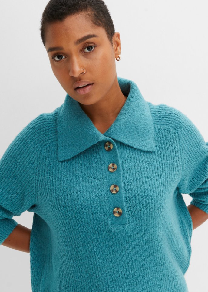 Strickpullover mit Polokragen