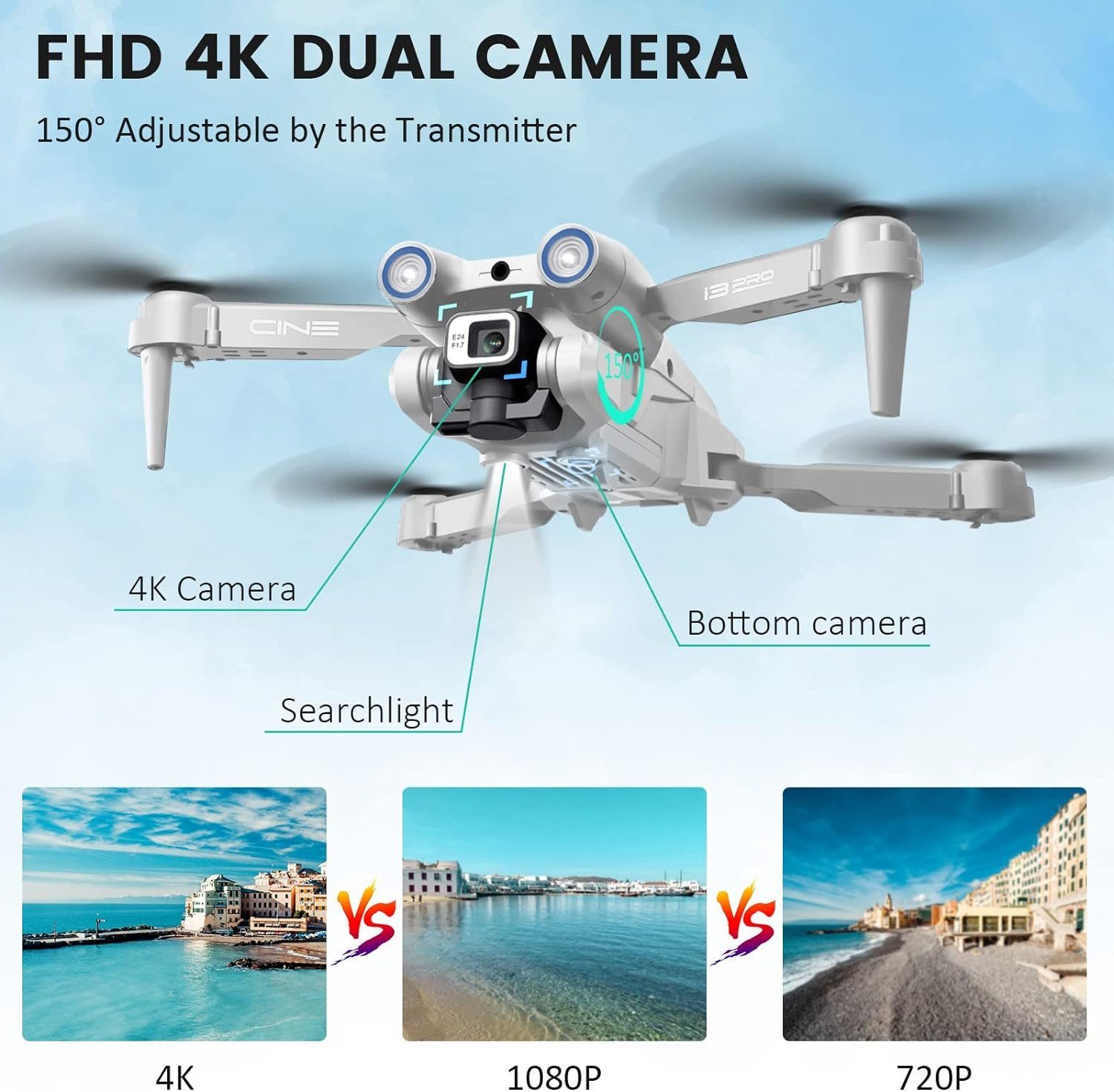 Mingfuxin Drohne (1280 x 720, Kamera RC Quadcopter WIFI FPV Live-Video Höhenhaltung Headless-Modus)
