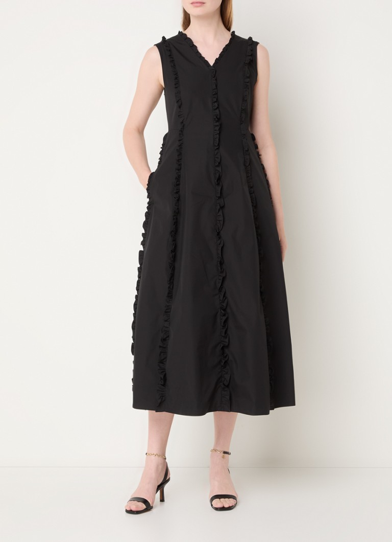 Φόρεμα μίντι MaxMara Milena με V λαιμόκοψη και πλαϊνές τσέπες