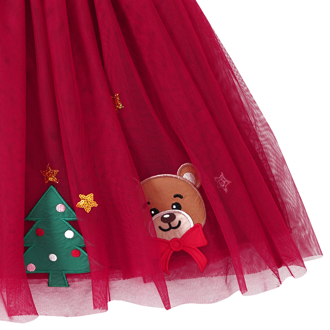 Mädchen Weihnachtsrock mit Motiven rot