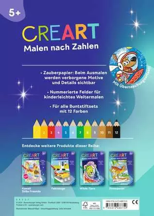CreArt Malen nach Zahlen ab 5, Zauberpapier: Weltraum