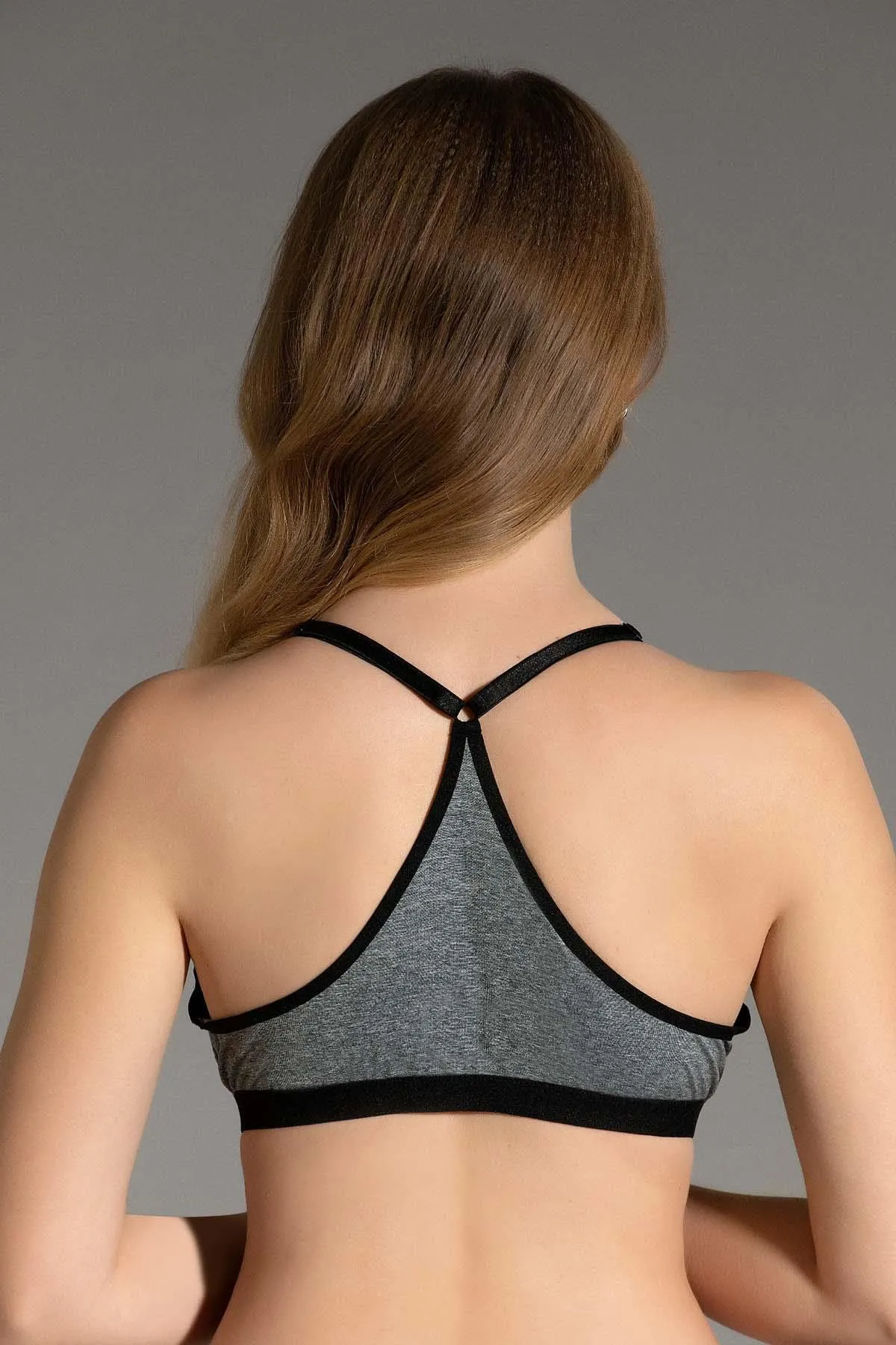 C&City  Nicht unterstützter Sport-BH mit Frontclip C18150 Graumeliert