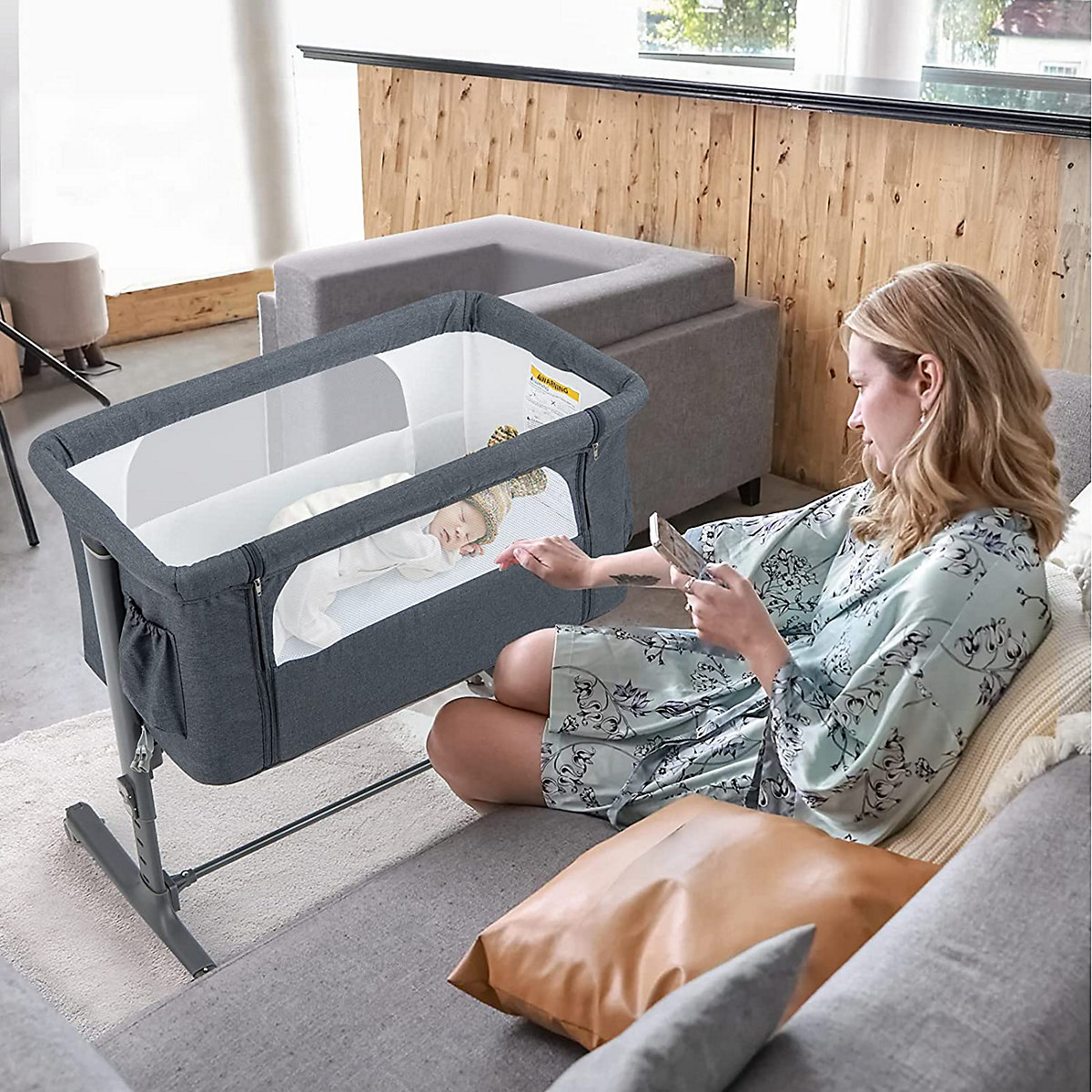 Beistellbett Babywiege inkl. Matratze Reisebett Höhenverstellbar