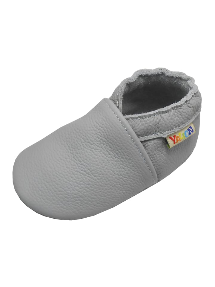 Yalion Leder-Krabbelschuhe in Hellgrau günstig kaufen