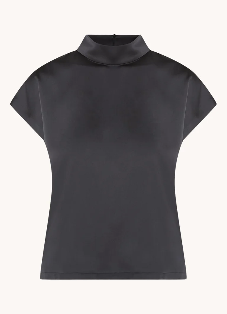 HUGO BOSS Caneli satin top with stand-up collar