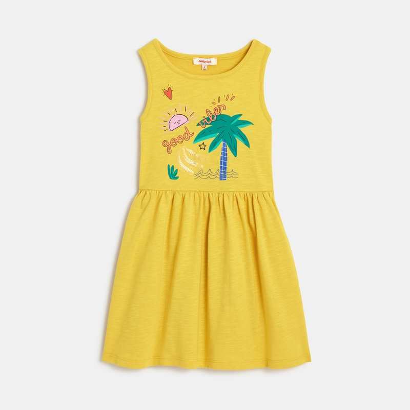 Robe fille jaune à imprimé tropical Catimini