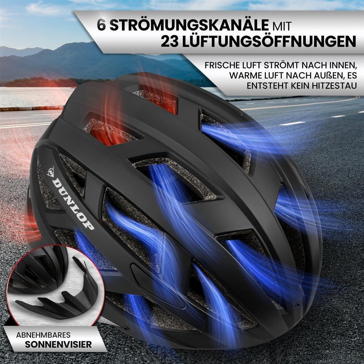 Dunlop Fahrradhelm Fahrradhelm mit Licht 3 Größen 3 Farben