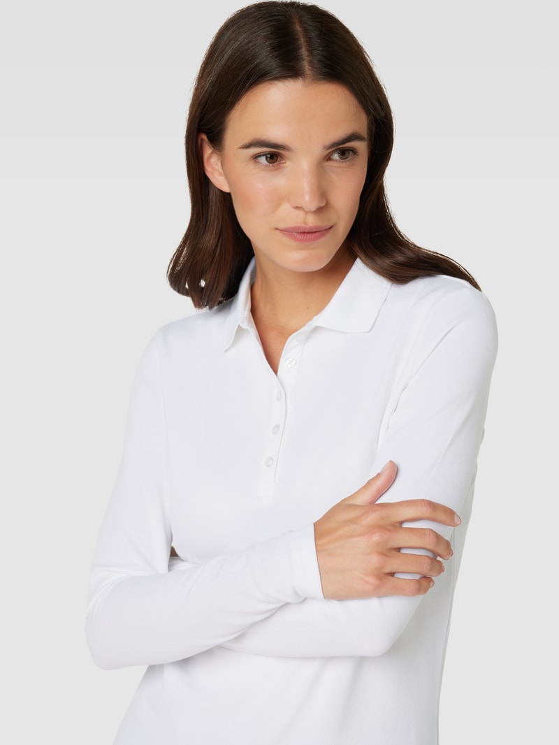 Longsleeve mit Polokragen in weiß