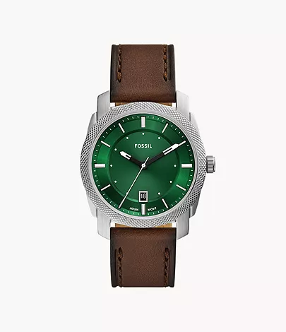 Fossil Uhr Machine 3-Zeiger-Werk Datum Leder braun