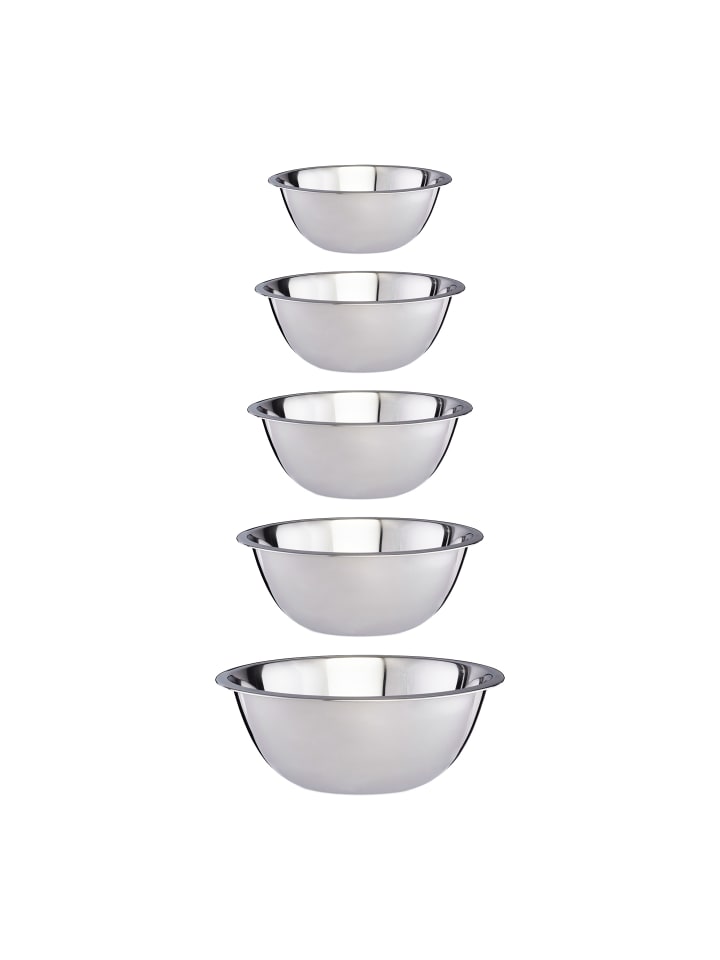 relaxdays Rührschüssel Set 5 teilig in Silber günstig kaufen onesize